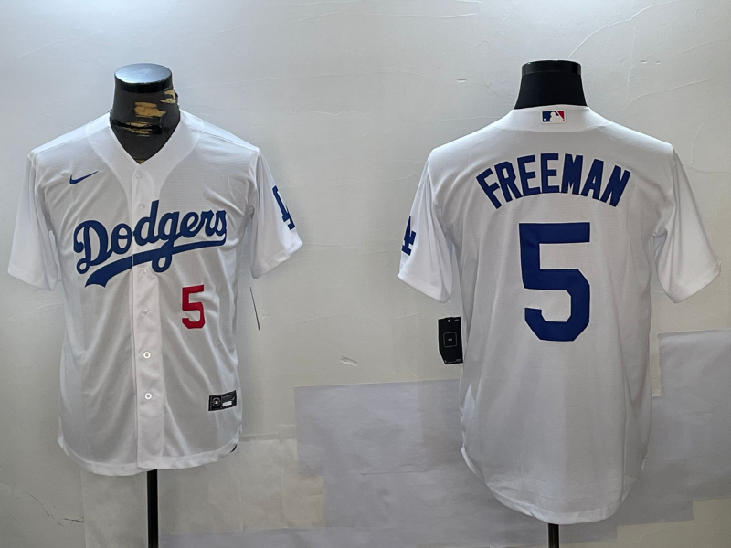 Men's Los Angeles Dodgers Freddie Freeman #5 White Jersey